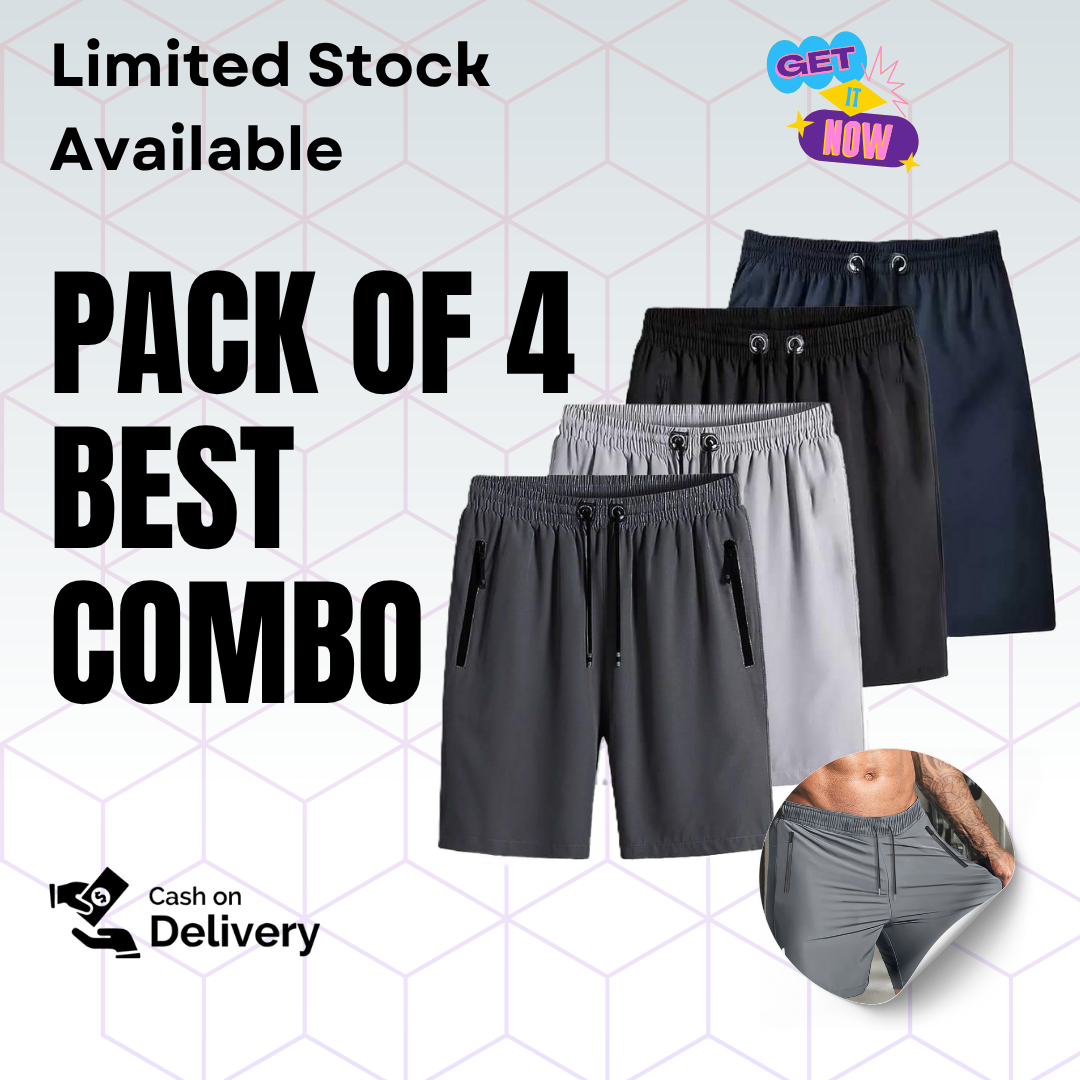 Men’s Cotton Shorts Combo – Pack of 4 Stretchable & Comfortable Shorts