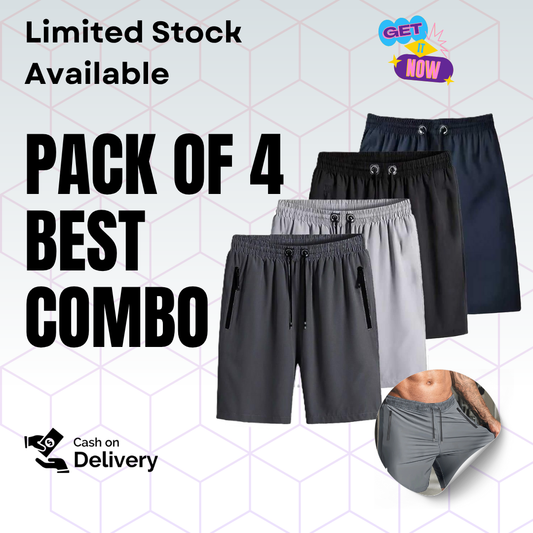 Men’s Cotton Shorts Combo – Pack of 4 Stretchable & Comfortable Shorts